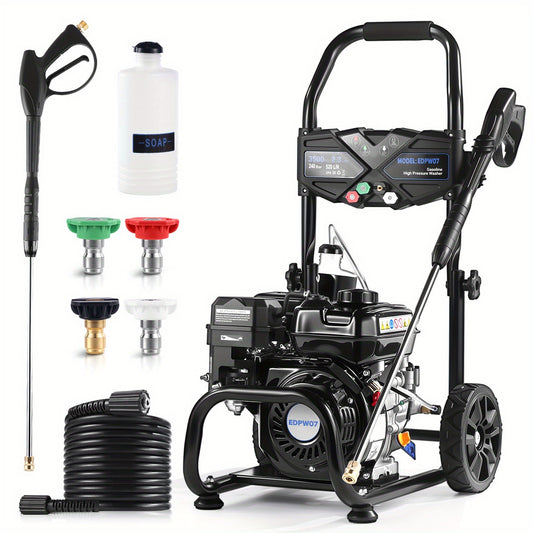 MUTAOMAY 3500PSI High-pressure Cleaning Machine, 2.3GPM High-pressure Cleaning Machine, with Four Adjustable Nozzles From 0 ° to 40 °, 25 Foot Long High-pressure Hose, Suitable for Flushing Dirt, Walls, Floors, Terraces, Ga
