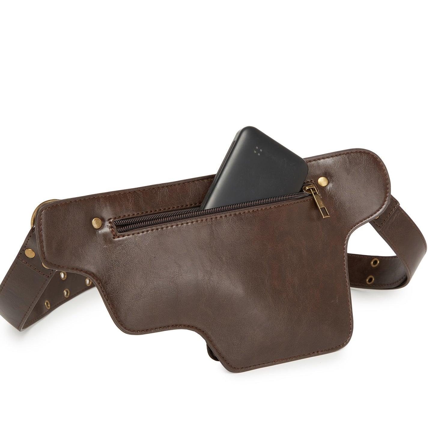 MAJUE Synthetic Leather Purse - Women's Adjustable Crossbody Waist Bag & Chest Pack - Hands-Free Two-in-1 Organizer with Zipper Closure, Adjustable Strap - for Everyday, Travel, Parties - Available in Black, Gray, Coffee Brow