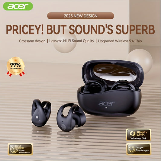 [Acer 2025 New Model]Acer OHR555 TWS Wireless Earphones, Shocking Bass, Call Noise Reduction, Ultra Long Standby, Low-latency Gaming, All-day Comfort, Lightweight Touch, Stylish Appearance, Study/Business/Travel/Sports/Music,