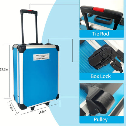 799pcs Men's Tool Set with Rolling Box, Complete Household Tool Kit in Aluminum Trolley Case, Ideal Father's Day Gift, Tool Box, Tool Set, valentines day gift
