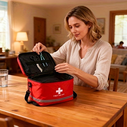 Large Family First Aid Kit - Can hold 300pcs of comprehensive emergency medical supplies, suitable for home, camping, outdoor, car, travel, work, and school survival. (Empty bag)