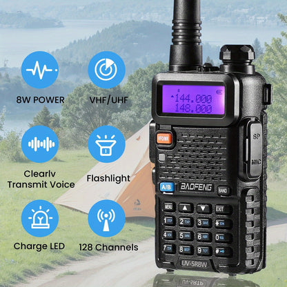 6pcs Baofeng UV-5R-8W Radio, Long Range Walkie Talkies Radio with flashlight, Two Way Handheld Radio Ultra-long standby 48-72 hours, Hands-free conversation,  for Survival Gear Hunting Camping.Cheap Walkie Talkies Long Range