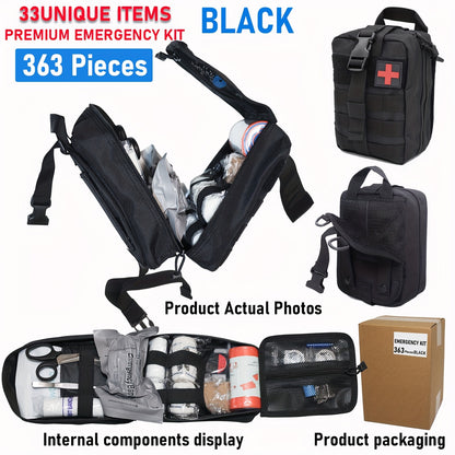 363pcs Portable First Aid Kits, Essential First Aid Kits for Emergencies, Suitable for Families, Cars, Camping, And Hiking, Best for Christmas, Perfect for Thanksgiving, Without Battery