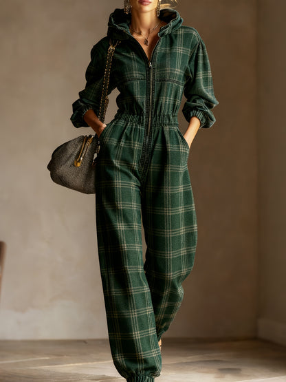 Printed Women'S Fashion Hooded Long-Sleeve Jumpsuit | Casual Style, Perfect for Spring/Fall, Brand: SCACTO