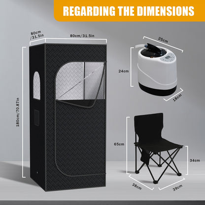 Portable Home Sauna Tent: 9 - Level Heating, with Steamer & Chair - Ideal for Personal Use, Detox, Portable Infrared Sauna, Sauna Accessories, Infrared Sauna for Home, Sauna Blanket, Portable Sauna, Sauna Room, Portable Sauna
