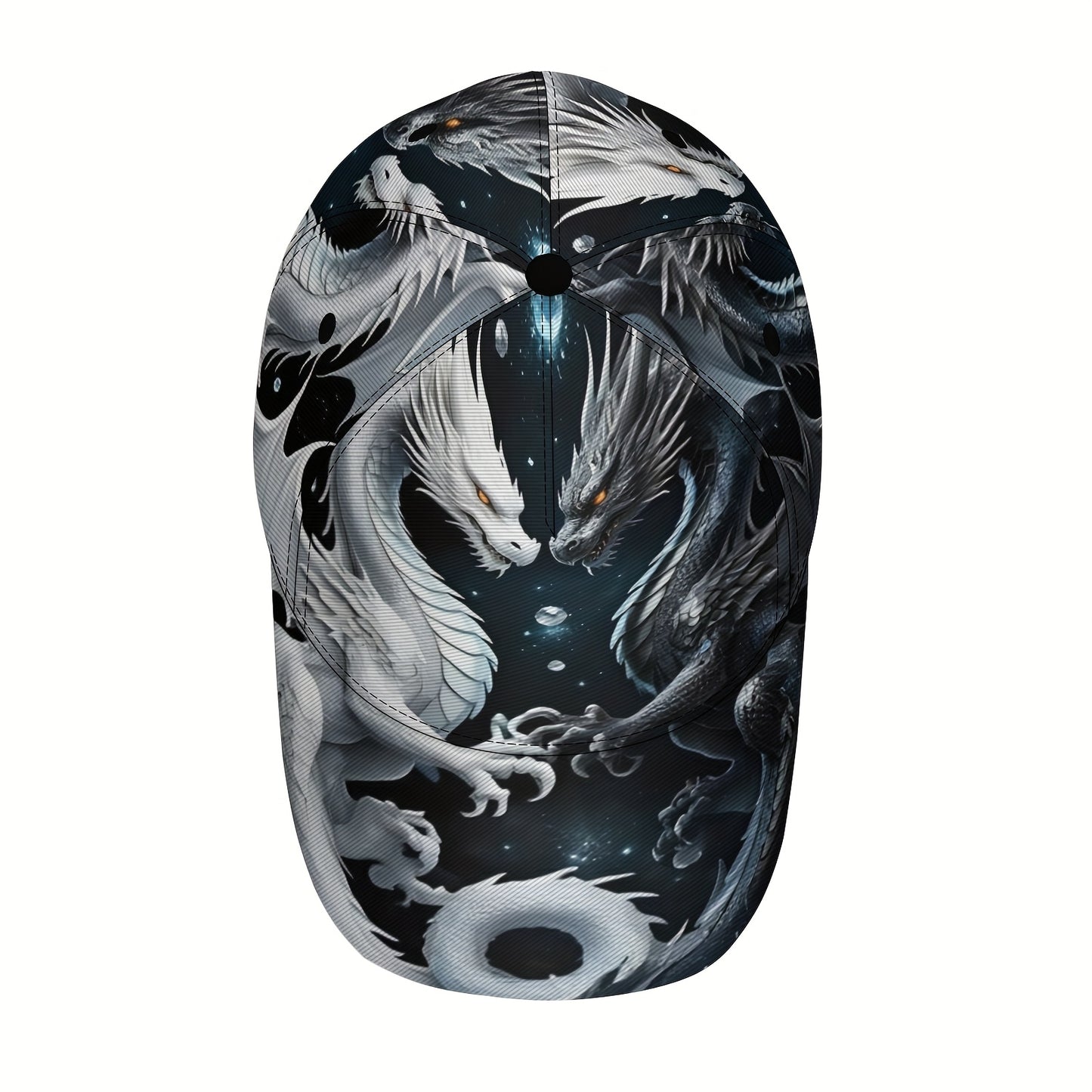1pc Adjustable Dragon Baseball Cap for & - Black & White /Korean Dragon Scale & Wing Design, Lightweight PET &, Cool Casual Outdoor Sports Hat, Valentine's/Masquerade/ Accessory (Dragon