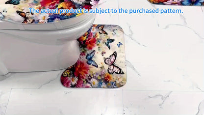 1pc or 4pcs African American Woman Floral Shower Curtain Set with 12 Hooks - Modern Black & White Peony Flower Design, Empowering "I Am Beautiful" Quote Bathroom Decor, Non-Slip Bath Mat, U-Shaped Toilet Mat & Cover Mat - Mac