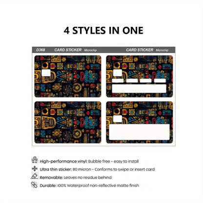 Mythical Mayan Totem Stickers, Featuring 4 Unique Designs, Durable Privacy Stickers Made of PVC Material, Suitable for Credit Cards, Transit Passes, Debit Cards, Keys, and More, Protects Bank Cards, Perfect as Party Favors an