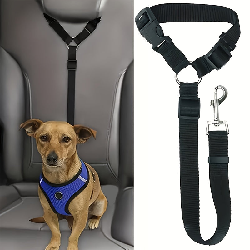 1pc Dog Belt Vest-Adjustable Car Safety Belly Band, Equipped With Solid Metal, Comfortable Padded Design And Ergonomic Support, Convenient Installation Automatic Haul Rope, Dedicated Pet Travel