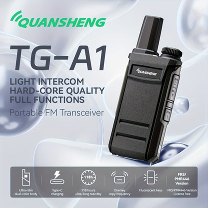 Quansheng TG-A1 Two-Way Radio - Remote Charging, Portable, Hands-Free - For Adults - Ideal for Cruising, Hiking, Hunting, Skiing - 2 Sets - Perfect Gift for Outdoor Enthusiasts