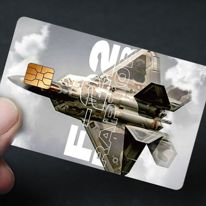 Fighter Jet Pattern Stickers, A Powerful Tool of Technology, Includes 4 Unique Designs, Durable Privacy Stickers Made with PVC Material, Suitable for Credit Cards, Transportation Cards, Debit Cards, Keys, and More Uses, Prote