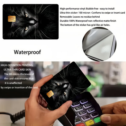 Angry Cat Pattern Waterproof Sticker Credit Card Beige Cover, Ultra-Thin, High-Quality, Scratch-Resistant, Suitable for Credit Cards, Bank Cards, Bus Cards, Removable Self-Adhesive for Most Cards, Ideal Gift for Friends, Deco