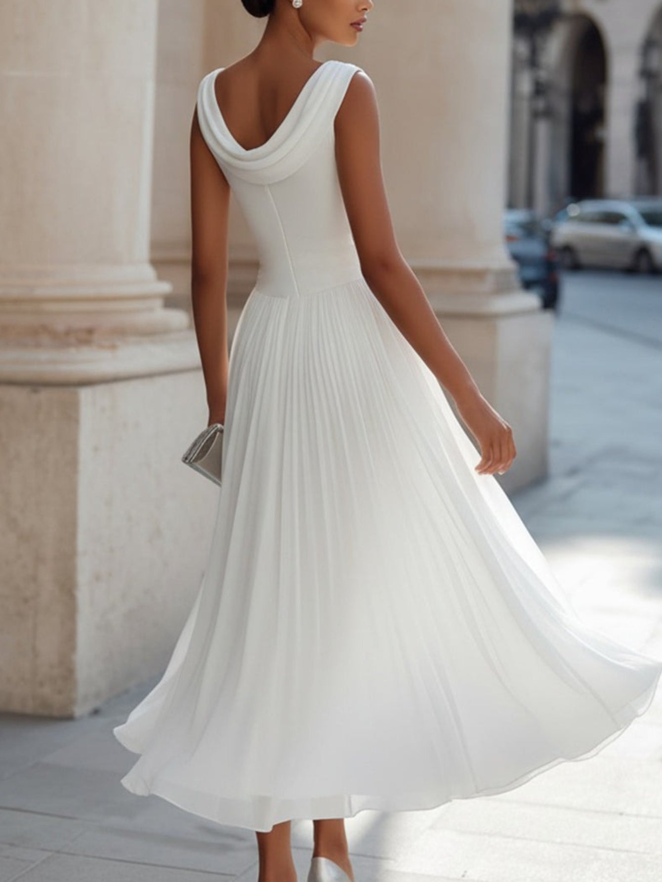 Sleeveless Pleated Waist Dress for Women | Elegant And Ethereal Design Style, Suitable for Wedding Guests And Chic Date Occasions