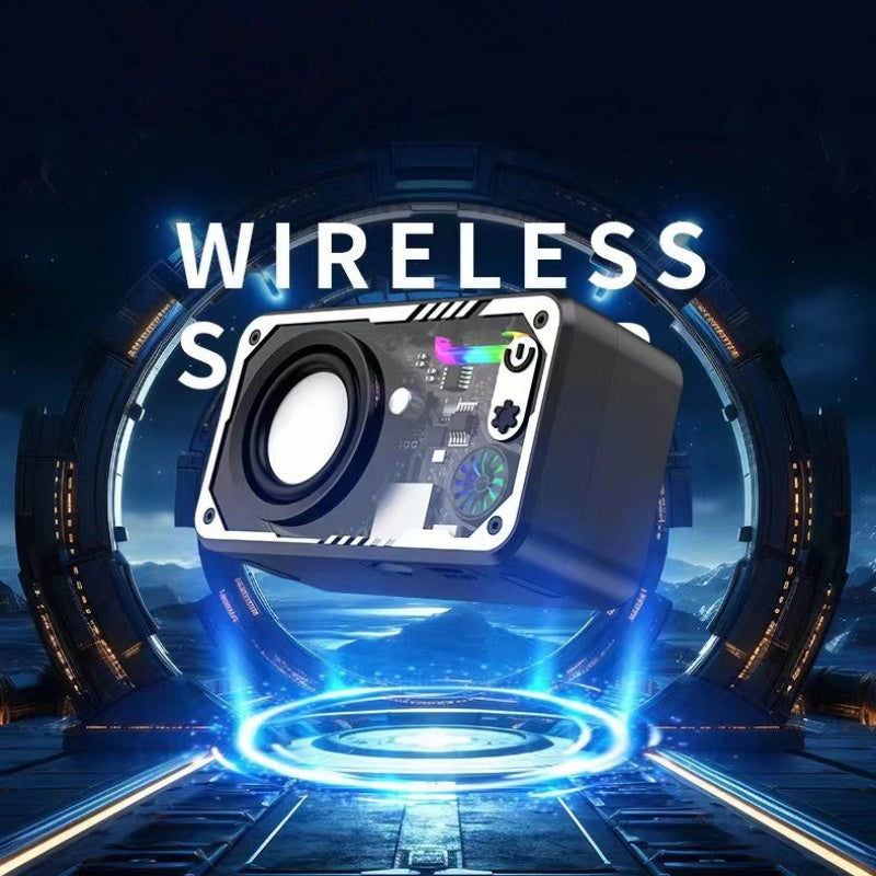New Transparent LED Mini Machine Wind Speaker, RGB Seven Color Light Effect Speaker, 5W Portable Small Bluetooth Speaker Shock Sound Super Long Standby Support TF Card, Bluetooth Connection Function, Creative Gifts, Holiday G