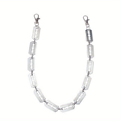 Stainless Steel Adjustable Punk Gothic Waist Chain with Metal Blade Zipper - Edgy Unisex Body Jewelry for Men & Women, Hip Hop Street Style Festival Accessory, Halloween & Christmas Gift, Durable Chain for Concerts, Parties,