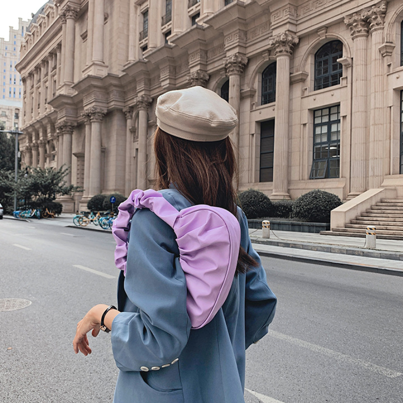 Fashion Pleated Handlebags for Women PU Cloud Bags Leisure Armpit Bag Shopping Shoulder Bags Dumpling Handbag Female Hand Bags