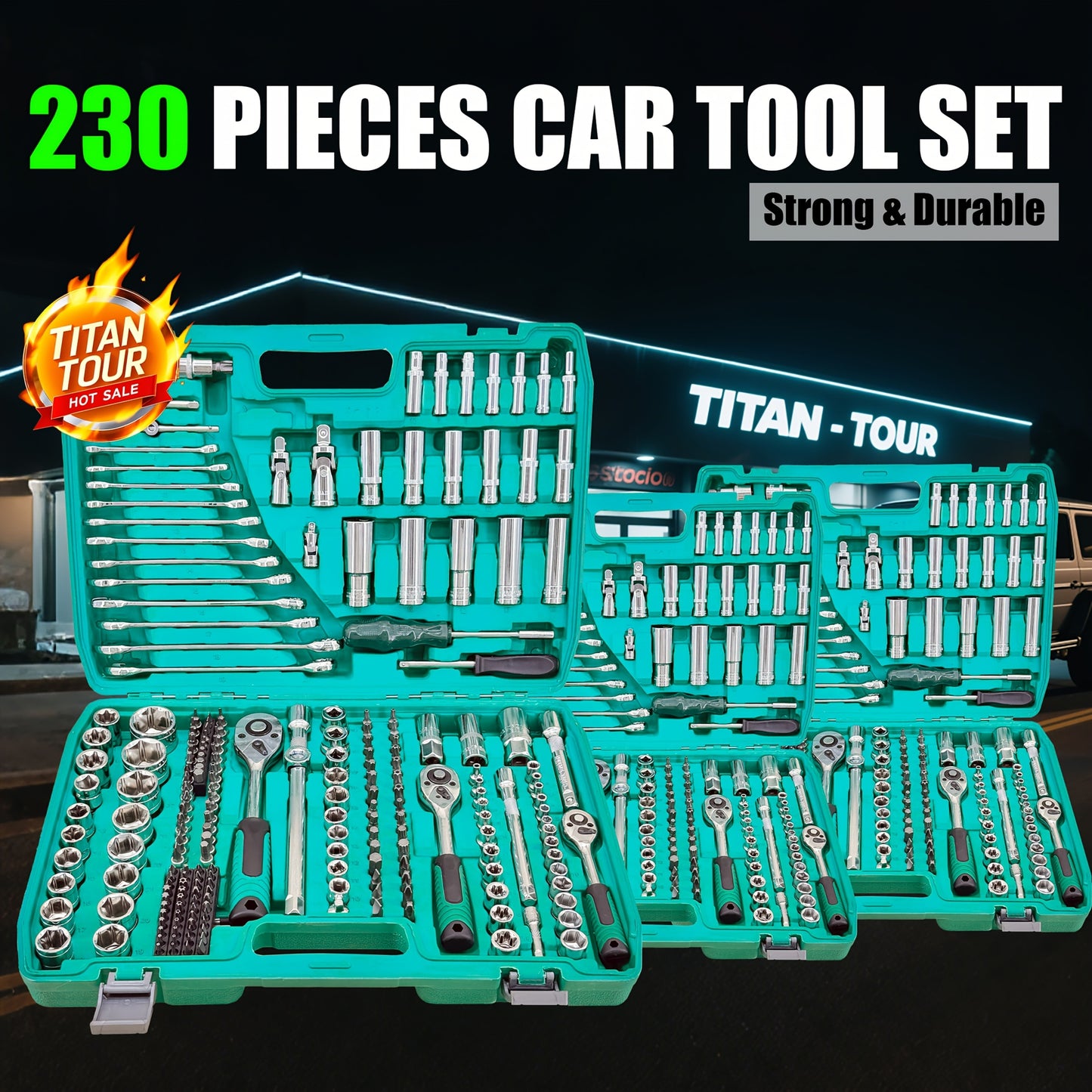 Industrial Tools/Sockets And Socket Wrench Sets, 230/115 Professional Tool Sets, Ratchet Wrench Sets, Torque Wrenches, 1/2 Inch * 1/4 Inch * 3/8 Inch Drive Depth And Standard Sockets, Suitable for Car And Bicycle Repair Tools