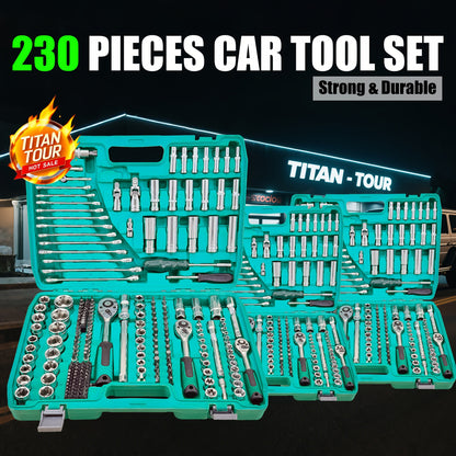 Industrial Tools/Sockets And Socket Wrench Sets, 230/115 Professional Tool Sets, Ratchet Wrench Sets, Torque Wrenches, 1/2 Inch * 1/4 Inch * 3/8 Inch Drive Depth And Standard Sockets, Suitable for Car And Bicycle Repair Tools