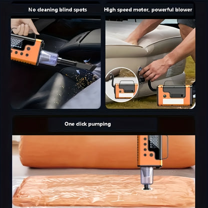 8-in-1 3000A Portable  Jump Starter with Air Compressor & Vacuum Cleaner - 12V 150Psi Tire Inflator, 5000PA  Vacuum, 37000mWh Rechargeable Battery, Digital Display, USB Charging, 2.64gal Gas/1.85gal Diesel Compatible,Insulate