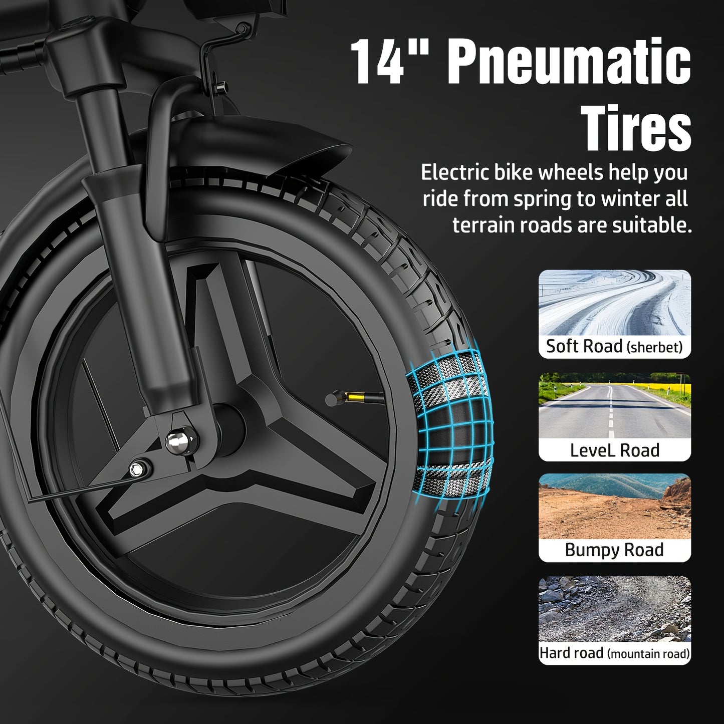 500W Folding Ebike, 48V 10Ah Removable Lithium-Battery, Stylish 14" Foldable Commuting Electric Bicycle For Women & Men/S5-350W Commuter Scooter (Without Seat)