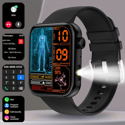 COIUSOR Smart Watch Built-In LED Flashlight, 1.85-inch HD screen, Mobile phone Synchronization information, Wireless call, information call reminder, 100+ sports mode, Fitness Smart watch, for Android mobile phones, Smart Wat