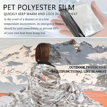15pcs Family Pack Thermal Insulation Blanket, Double-Sided Film Insulation Blanket, Suitable for All Seasons, Hiking Rescue and First Aid Space Efficiency Survival Equipment, W, Z, Thermal Blanket, Survival Kit, Camping Equip