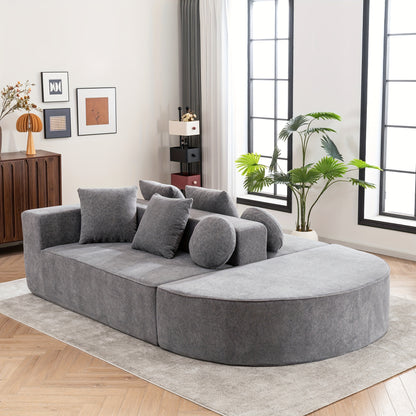 Modular Foam Sofa - No Assembly Required, Easy to Move, Modern Fabric Sofa with No Frame, Deep-Seated Design, Plush Cushions, Memory Foam Filling