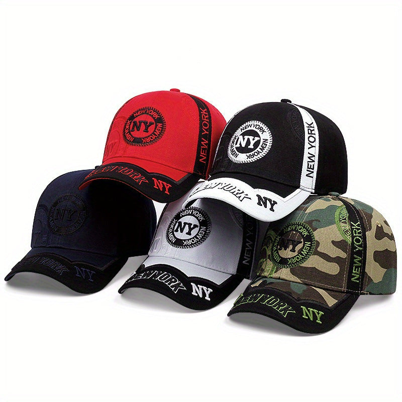 Men'S Sports Baseball Cap - Adjustable Snapback, Breathable Mesh Back, Sun Protection Hat with "NEW YORK" Logo, Black & White Design, Perfect for Outdoor Activities, Outdoor Headwear | Sporty Cap Design | Mesh Back Hat
