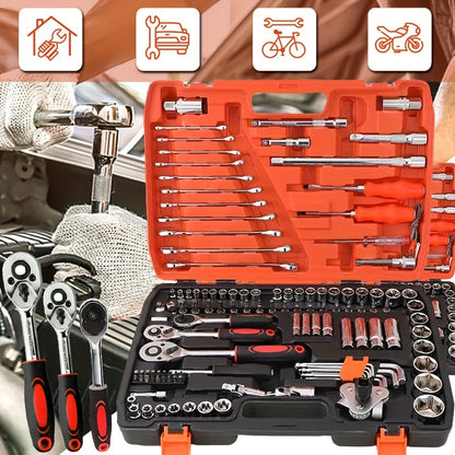 Multi-functional Toolbox Set, Professional And High-quality Automotive Repair Tools (46/121pcs), Drive Socket Ratchet Wrench, Automotive, Motorcycle And Bicycle Mechanical Repair, Household Multi-functional Tool Set, Gift for