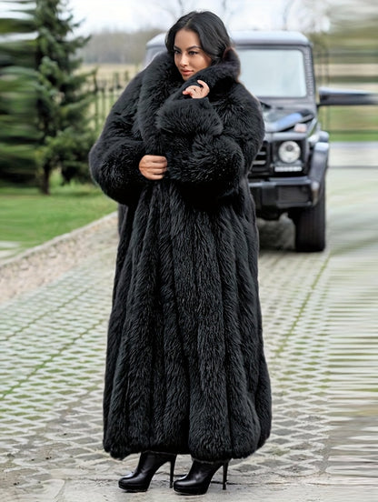 FHILLINUO Chic Women'S Faux Coat | Long Length, Solid Color, Single Breasted, with Pockets, Comfortable and Warm for Fall/Winter