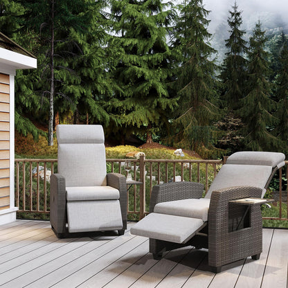 All-Weather PE Wicker Outdoor Recliner Chair with Adjustable Backrest & Footrest, Pop-Up Table & Air Pump Included - Heavy-Duty Patio Lounge Chair, Easy Assembly, Reclines to 155° Lay Flat (for poolside,, Balcony) - Low