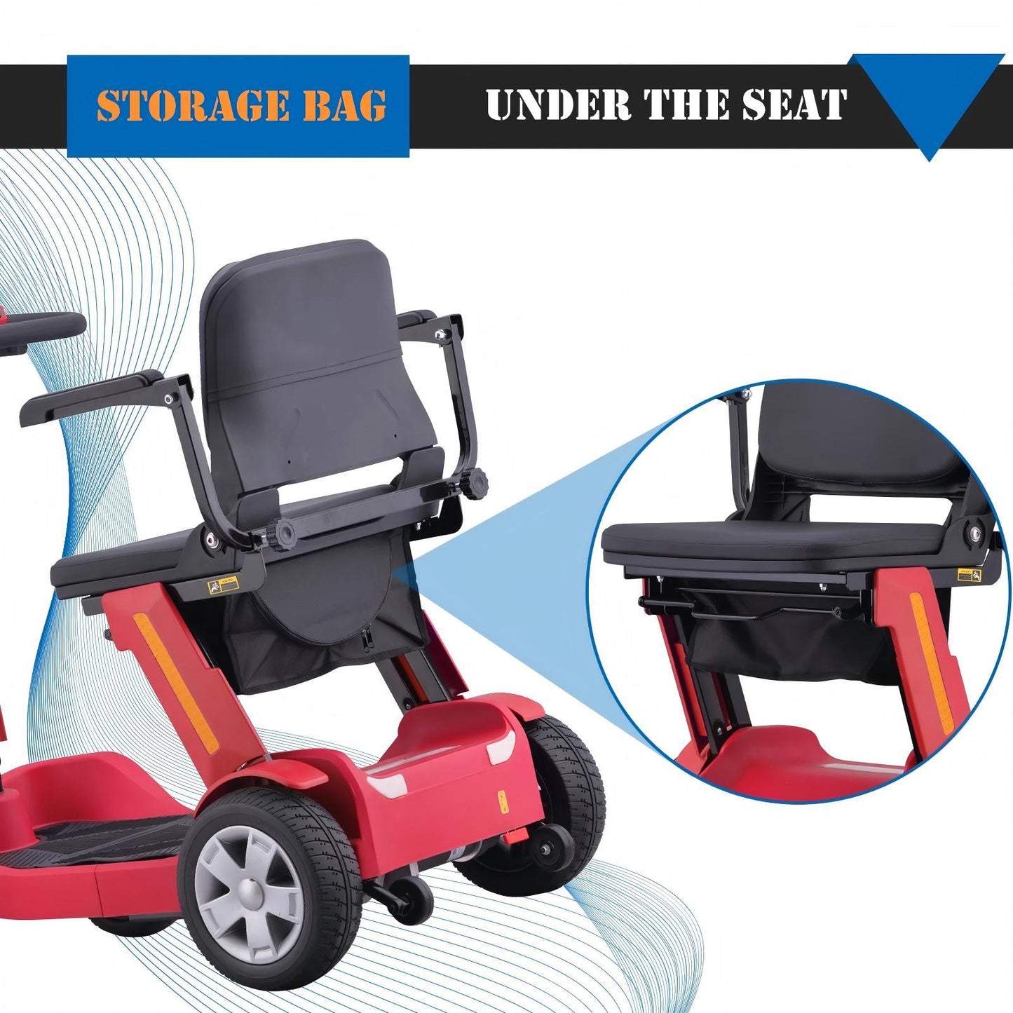 Foldable Mobility Scooter for Adults & Senior, 4 Wheels Powered Device for Travel, Lightweight and Portable, with LED Strip Light, Storage Bag, Charger Included, No Assemble Required