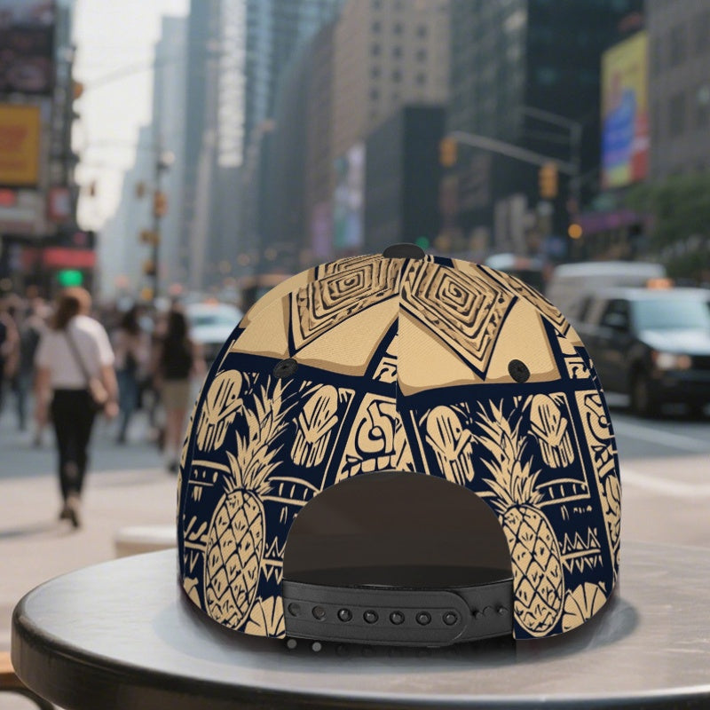 1pc Vibrant Tropical Tribal Symbols Baseball Cap - Adjustable, Comfortable, Lightweight Duckbill Hat with Intricate Pineapple & Leaf Design, Perfect for Outdoor Activities, Casual Headwear|Vibrant Headgear|Polyester Cap