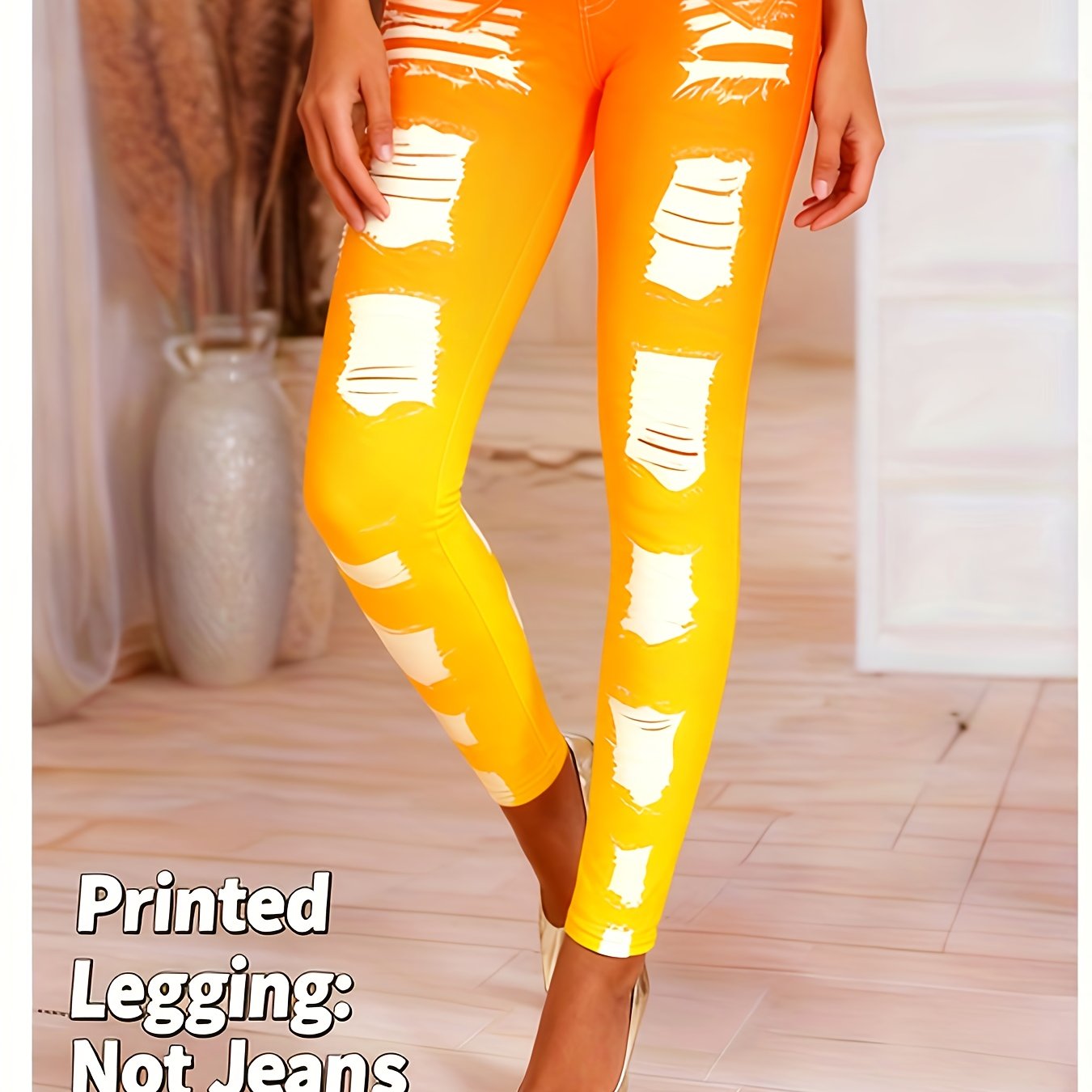[Printed Pants - Not Denim Fabric] Printed Legging - Not Denim Fabric - Christmas Plus Size Women's Digital Print Denim-Look Leggings, Stretch Polyester, All-Season Casual Slim-Fit Pants, Regular Fit, Adult Sizes, Machine Was