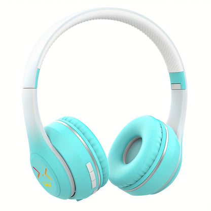 GENAI GT-630 Wireless Headset with LED Colorful Aura Lights, HiFi Stereo, Active Noise Reduction, Ultra-Long Battery Life, Low Gaming Latency, Foldable Design for Mobile Phones, Computers, Gaming, Work, Study, and Travel - Id