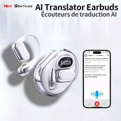 2025 NEW style [Real-Time Translator on-ear Earbuds] Real-Time 2-Way Language Translator none-in-ear Earbuds | 144 Languages, Portable Translation Headset with APP for Music & Calling, for iOS for Android,for Christmas gift