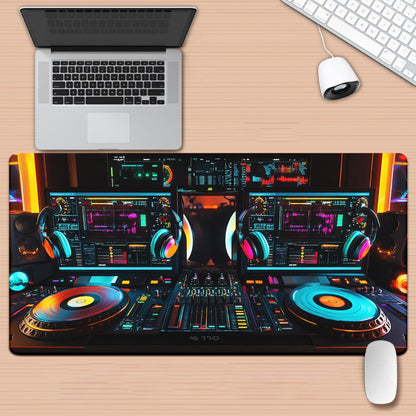 1pc XXL DJ Setup Design Gaming Mouse Pad with Colorful Lights & HD Printed Desk Mat - Multi-Functional Non-Slip Surface for PC Gamers, Office Computer Setup, Keyboard & Mouse - Gifts for Family, Friends, Large Gaming Mouse Pa