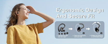 q38 Wireless Earbuds Sports Earbuds, 2024 Wireless 5.3 Earbuds 3D High Fidelity Stereo Headworn Earbuds, 48 Hour Earloop Earbuds with Noise Reduction Microphone, Suitable for Exercise/Running/Gym