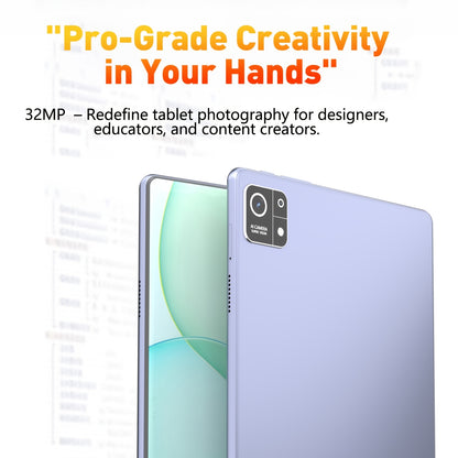 Android Tablet Gray Purple, 10.1-inch 2-in-1 Tablet, 256GB Storage ROM, 8GB, 2KHD Supports WiFi Android 14, 10000mAh, 2560 * 1600 Resolution 16MP+32MP Dual Camera, Suitable for Online Courses, Work Games, Entertainment