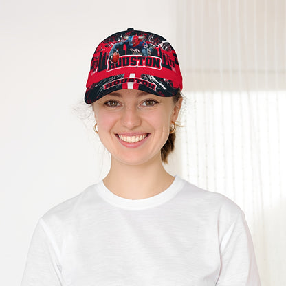 Houston Cartoon Baseball Cap, Adjustable, Unisex, Curved Brim, Perfect for Fans to Enjoy Outdoor Leisure And Sun Protection All Year Round.