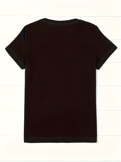 Women's Casual Short Sleeve T-Shirt with Rhinestone-Embellished Heart Print - Round Neck Relaxed Fit, Medium Stretch Fabric, Machine Washable, All-Season Versatile Top for Casual Attire & Vacations (S-XXL, Multi-Color Options