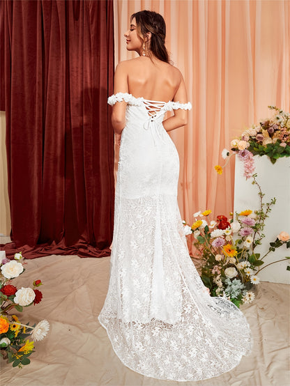 2025 New Off-Shoulder Evening Dress - Stylish V-Neck Formal Gown for Women, Graceful Long Sleeve Ball Gown with Waist Definition