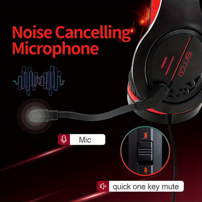 Colusi All-in-Ear Gaming Headset,50mm Stereo Gaming Headphones with Noise Canceling Microphone,LED Light,Pressure Reducing Headband,Over-Ear Earmuffs for Tablet/PS4/PS5/PC/Xbox One/Switch, Headset Gaming, Gaming Headphones, G