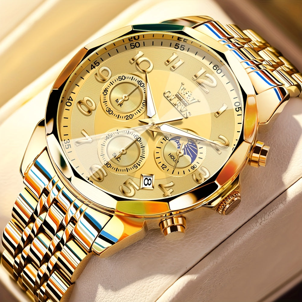 OLEVS Watches For Men Analog Quartz Dress Business Watch Day Date Stainless Steel Classic Casual Luxury Luminous Male Wrist Watches Golden/black/blue/white