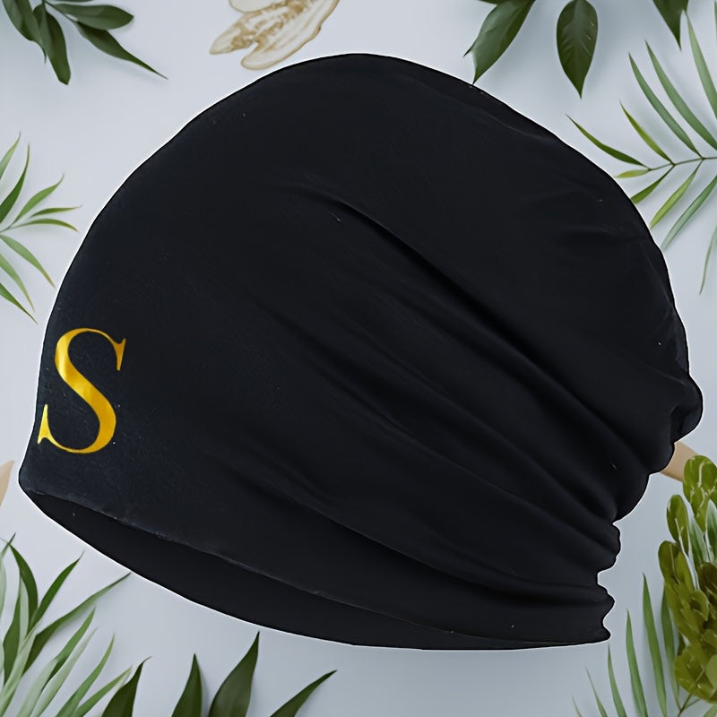 1pc Unisex Soft Beret Hat - Black with Bold 'RAS' Letters, Lightweight Non-Stretchy Fit for Running, Cycling, Streetwear - All-Season Couples Gift (Valentine's Day, Birthdays) - Easy-Care Everyday & Special Occasion Beanie, C