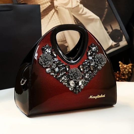 2025 New Arrival - Elegant Rhinestone-Embellished Clutch - Adjustable Shoulder Strap - Magnetic Closure - Synthetic Faux Leather Lining - Perfect for Women - Mother'S Day Gift - Cute Clutch