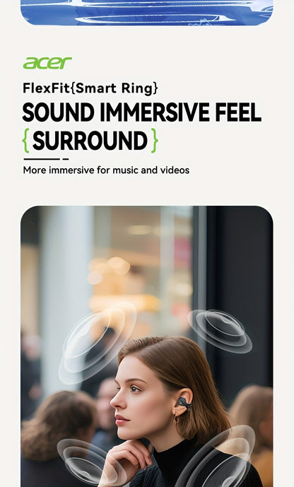 [Acer 2025 New Model]Acer OHR555 TWS Wireless Earphones, Shocking Bass, Call Noise Reduction, Ultra Long Standby, Low-latency Gaming, All-day Comfort, Lightweight Touch, Stylish Appearance, Study/Business/Travel/Sports/Music,