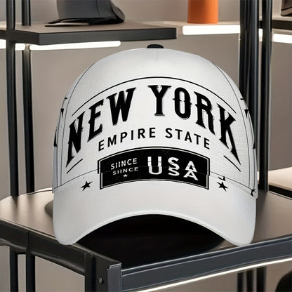 1pc 2D NewYorkBadge Print Baseball Cap - Polyester Adjustable Snapback with Full-Body Vibrant Design, Ideal for Outdoor Sports, Running & Casual Streetwear.