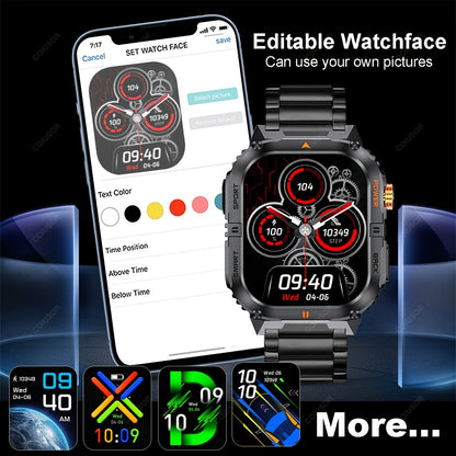 COIUSOR Men'S Outdoor Sports Smart Watch, Wireless Calling Smart Watch, 2.01-Inch HD Full Touch Screen, 1000 Mah Large Battery for Long-Lasting Use, Multiple Sports Modes, Alarm Clock, Pedometer, Calendar, Men'S Smart Watch