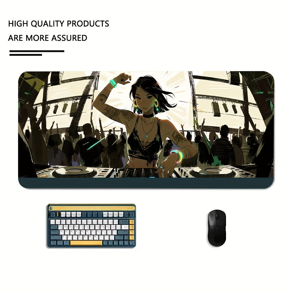 1pc ized Large Gaming & Music DJ Dance Floor Mouse Pad - Custom Name/Text, Non-Slip Rubber Base, DJ Turntable & Dance Party Design, Keyboard/Laptop Mat for PC, Office, Home Desk - Gift for Musicians & Ravers